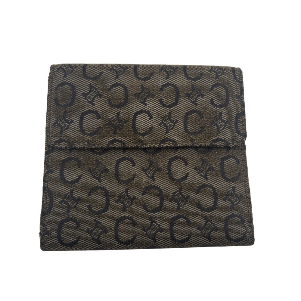Celine Vintage Macadam C Monogram Trifold Wallet Brown Canvas Leather